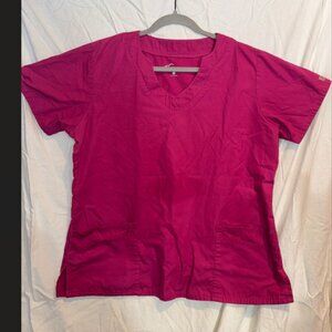 Magenta Scrub Top – Size L – Cotton Blend- $2 dollar add on